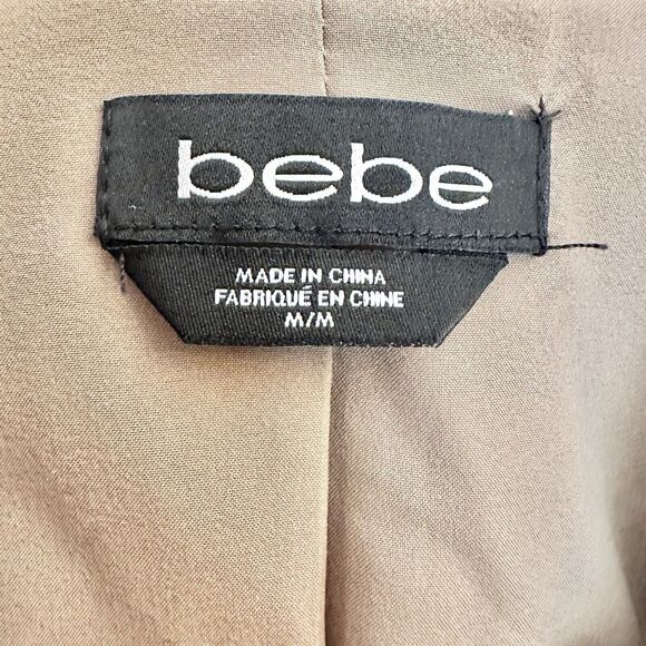 BEBE TAN SUEDE Textured LEATHER ZIP Bomber‎ JACKET COAT SIZE Medium - Picture 8 of 16